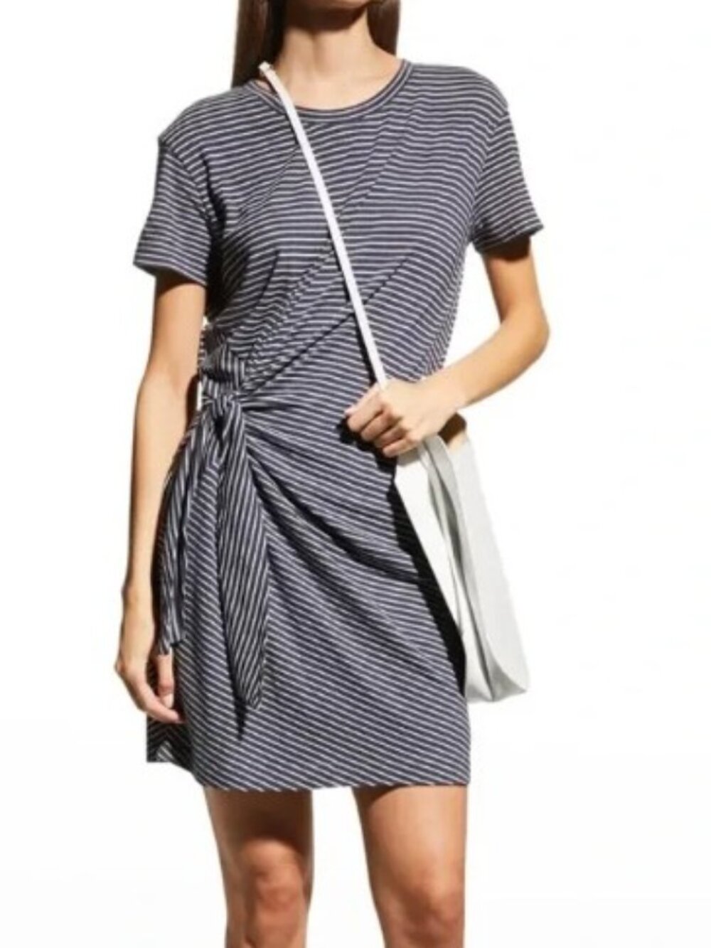Vince Side Tie Striped Cotton Dress Size Large